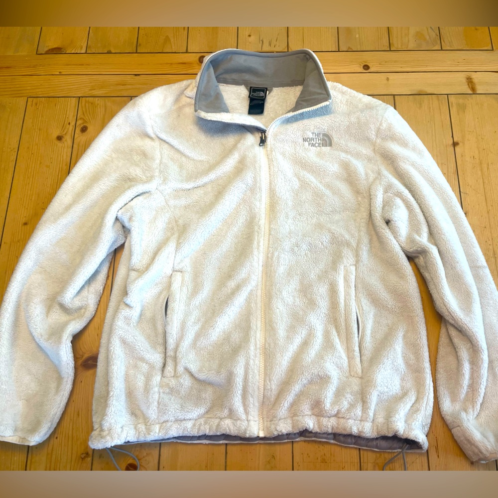 White North Face Fleece Zip-Up Women’s Jacket